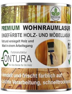Contura Wohnraumlasur Holzfarbe 750ml Möbellasur Lackbeize Möbellack Lacklasur Holzlack Wohnraum-Lasur Innenlasur (07 Kiefer-Pinie) Farbmanufaktur CONTURA Nur das Beste für ihr Holz