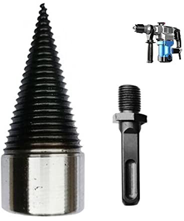 Taladro Divisor de Leña, Broca de Madera para Leña de 38 mm con Mango Cuadrado para Martillo EléCtrico Pesado, Broca para Cortar Leña Juego para Campamento Familiar y Granja