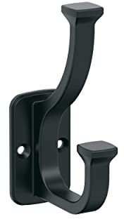 Amerock Alder Transitional Double Prong Matte Black Decorative Wall Hook