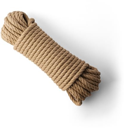 SNURO Corde de Chanvre Synthétique (12 mm, 20 m) - Corde Torsadée en Chanvre Synthétique - Corde épaisse pour Loisirs, Sport et Décoration - Polyvalente avec Grande Résistance à la Traction