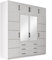 Mirjan24 Drehtürenschrank + Schrankaufsatz Bado 240, Kleiderschrank mit Spiegel, 10 Fächer, 3 Schubladen, 8 Tür, Spiegel, Elegantes Schlafzimmer Schrank, Jugendzimmer (Weiß)