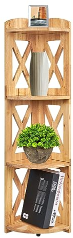 YCICI Scaffale angolare, libreria angolare in legno, libreria angolare e supporto per piante (naturale, 4 livelli)