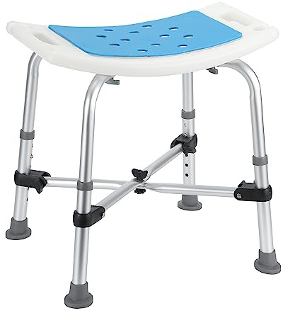 Randaco Tabouret de Douche pour Personnes âgées, avec Double Traverse renforcée et Coussin, Charge maximale 180 kg,siège de Bain réglable en Hauteur, pour Personnes âgées