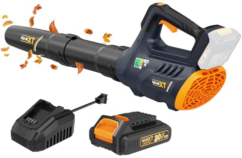 MAXXT Soplador de Hoja, Aspirador de Hojas a Batería, 2,0 Ah y Cargador