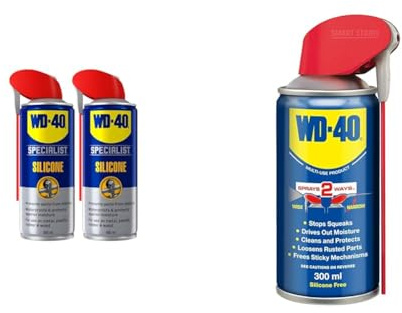 WD-40 Specialist Silicone Spray Lubricant Twin Pack - 2 x 400ml Cans & Multi-Use Product Smart Straw 300 ml - The Ultimate All-Purpose Lubricant