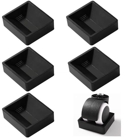 VooGenzek 5 Piezas 5x5.8 cm Tazas de Goma para Muebles, Almohadillas Protectoras de Goma para Pies, Posavasos Antideslizantes de Muebles, para Suelos Camas Sofás Sillas Ruedas, Negro