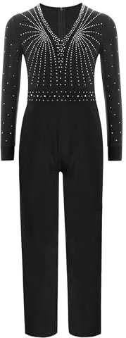 Hedmy Barnjumpsuit, pojkar, overaller, långärmad bodysuit, helkroppsdräkt, gymnastikdräkt, tröja, konståkningsdräkt, svart, 110-116