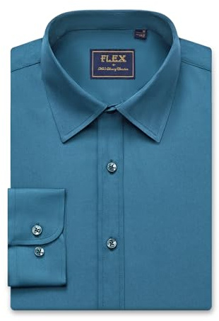 siliteelon Mens Shirts Long Sleeve Cotton Formal Dress Plain Cobalt Blue Regular Fit Business Work Stretch Soft Casual Men Shirt M