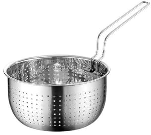 Chip Serving Frying Baskets Food Strainers Stainless Steel Foldable Handle Frying Basket Kitchen Handheld Colander Noodles French Fries Sieve Oil Strainer Cooking Tools Crisper Bas