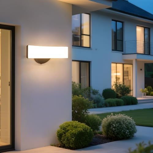 Comely lampada da parete esterna, nero, 17W, IP65, impermeabile, 3000 K, luce calda – moderna luce a LED per giardino, terrazza, ingresso, facciata, 30 x 12 x 11cm, 220V