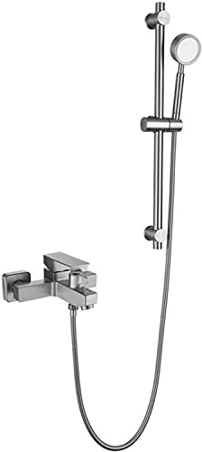 Rubinetto da bagno rubinetto in acciaio inossidabile rubinetto spazzolato a manico singolo miscelatore da bagno per lana per coppia del rubinetto con doccia portatile ad alta pressione e tubo da 59