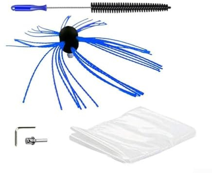 Niceminiwall Kit de cepillo flexible para chimenea con cabezal giratorio para limpieza de chimeneas, cerdas de nailon y construcción de metal para mantenimiento de tuberías de estufa, incluye llave y