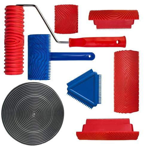 Rullo di vernice strutturata - Set di strumenti per venature del legno | Rulli in gomma morbida per motivi chiari, decorazione della parete, design della stanza, progetti di casa fai da te, pittura