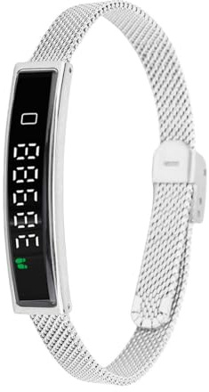 Bewinner Pulsera Inteligente Fitness Tracker con Bluetooth 5.3, Pulsera de Salud a Prueba de Agua para Correr, Ciclismo, Natación, Rastreador de Actividad Ligero con Aplicación para (Silver)