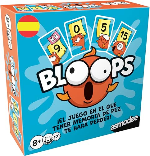 Asmodee Bloops, Juego de Mesa de Memoria y Estrategia, Divertido Party Game, Deshazte de Tus Cartas Sin Ahogarte en el Intento, A Partir de 8 Años, De 2 a 5 Jugadores, 10 Minutos por Partida, Español