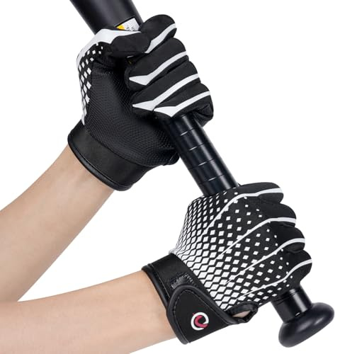 NOVAXUS Kids Baseball/Softball Batting Gloves Youth,Super Grip Teeball Gloves for Boys and Girls,BG Black M/L