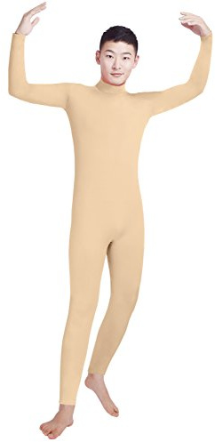 lucky baby store Men's Lycra Spandex Turtleneck Long Sleeve One Piece Dancewear Unitard Bodysuit (XL, nude)