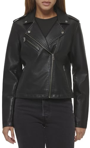 Levi's Giacca da moto classica da donna in finta pelle (regular & taglie forti), Nero classico., X-Small