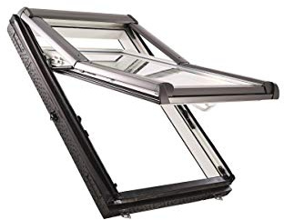 Roto Designo R7 WDF R75_K W WD AL Hoch-Schwingfenster aus Kunststoff mit Wärmedämmung und Eindeckrahmen (Eindeckrahmen: EDR Rx WD 1x1 HZI AL, 114 x 98)