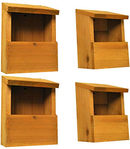 Selections Wooden Robin Bird Nest Birdhouse Box House (Pack of 4)