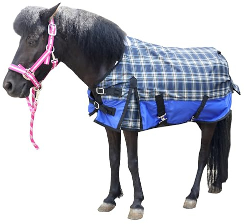 LEAFOREST Tappeto Shetland impermeabile 600 denari, per pony, senza imbottitura, blu 91,4 cm