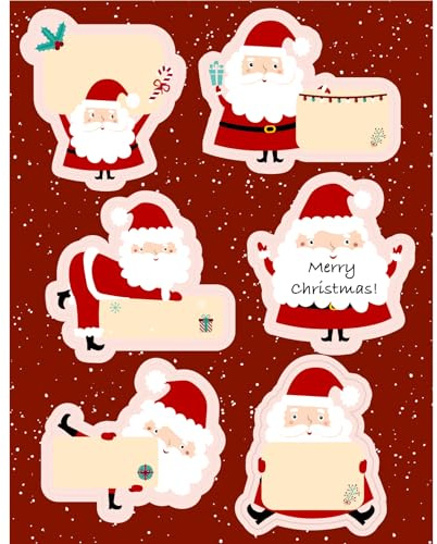120 pcs Santa Claus Christmas Labels Stickers Self Adhesive Christmas Label Tags Gift Sticker for Xmas Present Christmas Sticky Tags