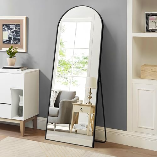 WOLIBEER Specchio a Figura Intera Grande 165 x 60 cm Con Cornice in Alluminio Nero - Da Parete o Terra per Camera da Letto, Ingresso, Corridoio