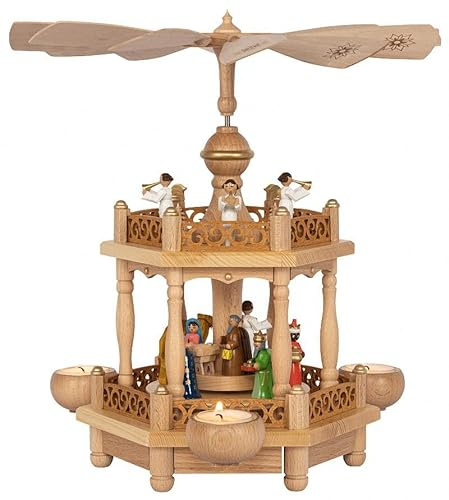 Julpyramid med hus, 35 cm hög, original Erzgebirge av Richard Glässer Seiffen