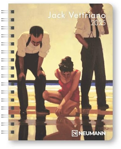 N NEUMANNVERLAGE - Jack Vettriano Diary 2025, 16,5 x 21,6 cm, calendario de bolsillo con doce páginas de imágenes y páginas de notas, planificador extraíble, año y calendario internacional: Diario