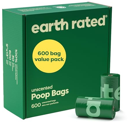 Earth Rated Sacchetti igienici per cani, a prova di perdite e extra resistenti, rotoli di ricarica, senza profumo, 600 pezzi
