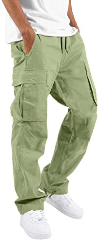 UnoSheng Pantalones Vaqueros Con Goma Elástica Para Hombre - Cintura Informal, Sombrero Deportivo De Color, Bolsillo Tejido, Cuerda Para Pies, Cargo De Calle