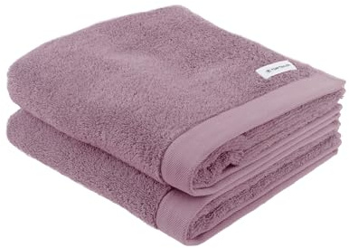 TOM TAILOR Handtuch, 2er Set, 50 x 100 cm, 100% Baumwolle / Frottier, mit Aufhänger und Label mit Logo, COLOR BATH TOWEL Lila (Cozy Mauve)
