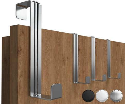 4smile Türhaken zum Einhängen, 4er Set aus Edelstahl - Kleiderhaken für Tür oder Schrank, flexible Haken zum Einhängen - Universelle Türgarderobe, robuste Türhakenleiste