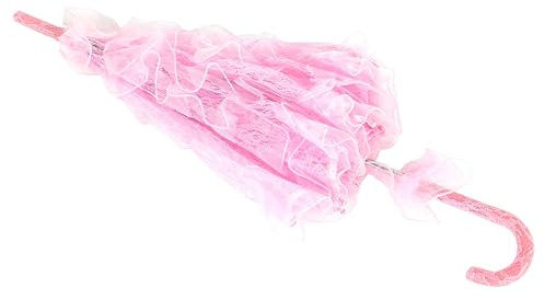 RIZGHWOY Brudparaply Utsökta Graciösa Spetsdesign för Bröllopsfirande Dekorationer Smidig öppen/nära för Fotografering eller Daglig Användning [olika färger] (Rosa)