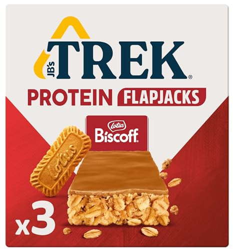 JB's TREK High Protein Flapjack Biscoff - Plant Based - Vegan Snack - 50 g x 3