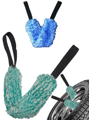 MATSOONY Complete Car Wheel Brush Kit, 2pcs Includes Scratch-Free Microfiber Rim Brush & Tyre Brush. Non-Scratch Alloy Wheel Cleaner Tools for Car Detailing, Deep Clean Rims & Tyres.