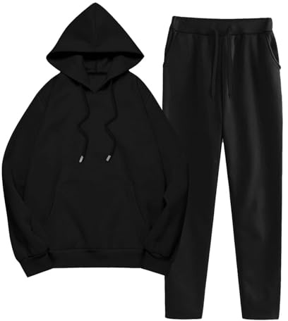 Tuta da Sci Donna, Abbigliamento Palestra Donna, Vestito con Cappuccio Scuola Moda Due Pezzi Autunno Manica Lunga Stirata Tinta Unita Stringa Adatto