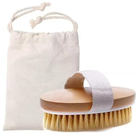 Spazzola a Secco per il Corpo con Setole Naturali – Spazzola Esfoliante Anticellulite per Dry Brushing | Stimola la Circolazione, Rimuove Pelle Morta e Tossine | Massaggio Corpo Spa a Casa