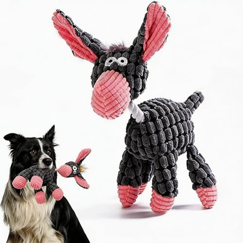 Giocattolo morbido a forma di asino per cani, giocattolo interattivo che squittisce, giocattolo da masticare per cuccioli, giocattolo di peluche a forma di asino per cani di piccola taglia (pink)