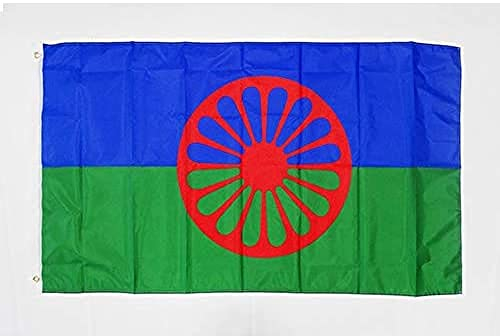 AZ FLAG - Drapeau Gitan voyageur - 150x90 cm - Polyester léger - Drapeau Rom - Gypsy Avec Oeillets Métalliques Intégrés - 80g