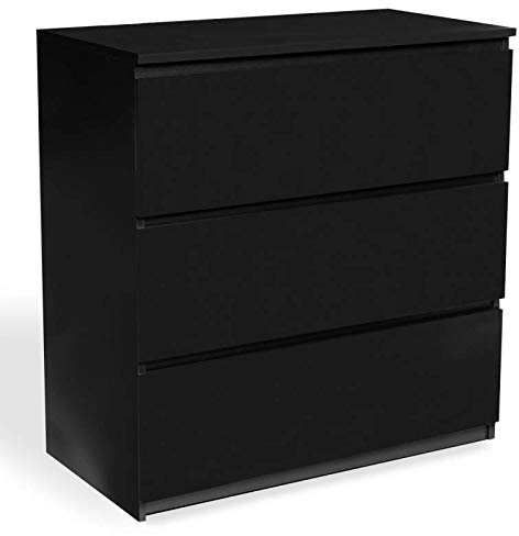 IDMarket - Commode 3 tiroirs TOMI 78 cm Bois Noir