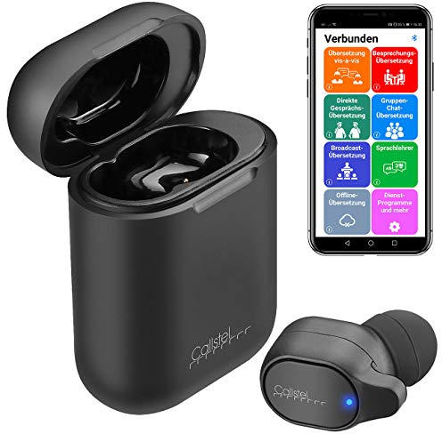 Callstel Live Translator: 2in1-Live-Übersetzer und In-Ear-Mono-Headset mit Powerbank-Box & App (simultan Übersetzer, Translator, Freisprecheinrichtung)