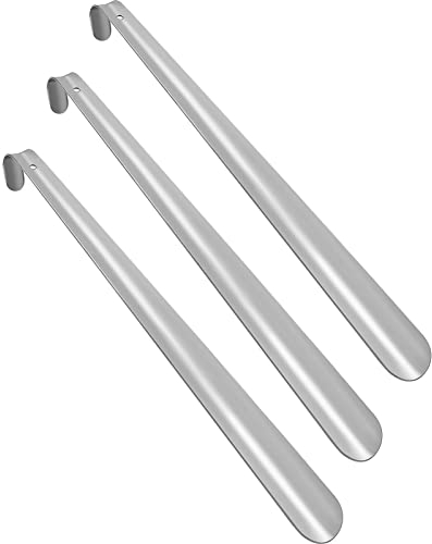 metagio 3 Stück Schuhlöffel Edelstahl, Metall Schuhlöffel Langer Schuhanzieher Edelstahl Shoehorn, Schuhanzieher sehr stabil mit ergonomischer Form, 42cm