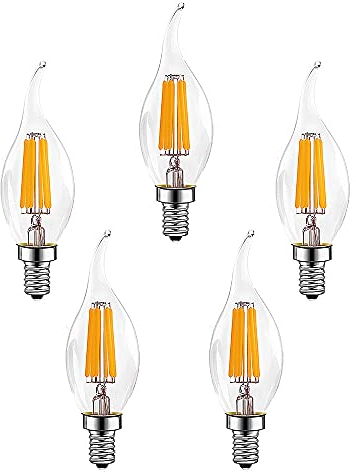 Ruihua E14 6W Dimmbare LED Lampen(Entspricht 60W Halogenbirne) 600LM Warmweiß 2700K Retro Kerzenbirne C35 kleine Energiesparende Edison Spirale Glühbirne,5 Stück