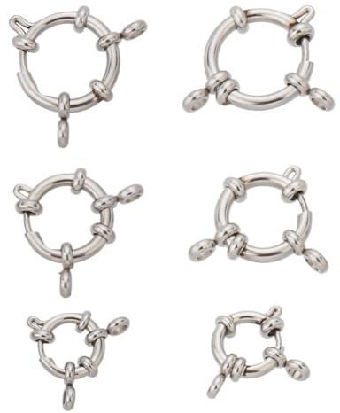UNICRAFTALE 6 Piezas de Cierres de Anillo de Resorte de Acero Inoxidable con Agujero de 2.5 3 mm 3 Tamaños Conectores de Cierre de Resorte para Brazalete Collar Fabricación de Manualidades DIY