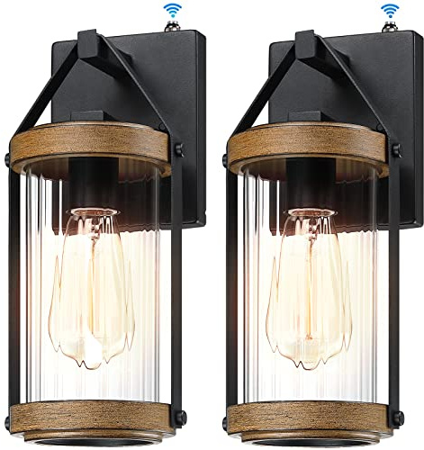 LONEDRUID 2 Pack Dusk to Dawn Outdoor Wall Light Fixtures Photocell Sensor Exterior Lantern Sconce Lighting Waterproof Outside Wall Mount Lamp for House Patio Garage Entryway Doorway