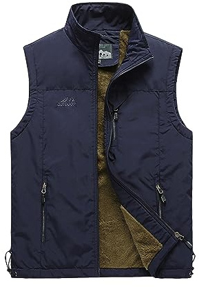 Btmpmcs Hommes Polaire Gilet en Hiver Ultra Légère Veste Padded Bodywarmer de Sport sans Manche Coupe-vent Gilet de Pêche Photographie en Plein air Manteau Matelassée Epais en Chaud