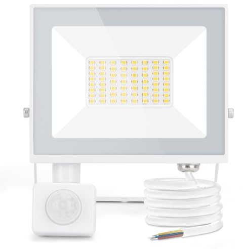 Aigostar Faretto LED con Sensore di Movimento PIR,30W 2700LM Faro LED Esterno,Bianco Freddo 6500K,IP65 Impermeabile Faretti LED per Giardino, Cortile,Patio,Garage...