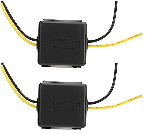 Car Power Filter, Pack of 2 12V Car Radio Stereo Power Supply Relay Capacitor Filter Interference Proof Noises Reduction Stereo Power Supply Filter for Equalizers Amplifiers