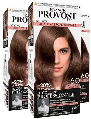 Franck Provost Permanent hårfärg 3 x 6,0 mörkblond | Återanvändbar med skönhetsbehandling, professionell färgning och optimal långvarig täckning
